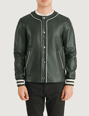 Willis Green Leather Varsity Jacket