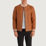 Willis Tan Brown Leather Varsity Jacket