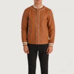 Willis Tan Brown Leather Varsity Jacket