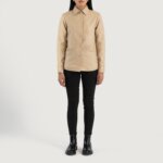 Zenith Beige Leather Shirt Jacket