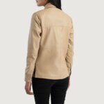 Zenith Beige Leather Shirt Jacket