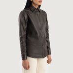 Zenith Brown Leather Shirt Jacket