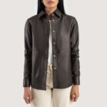 Zenith Brown Leather Shirt Jacket