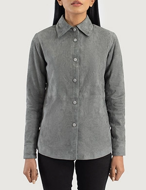 Zenith Grey Suede Leather Shirt Jacket