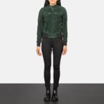 Zenna Green Suede Bomber Jacket